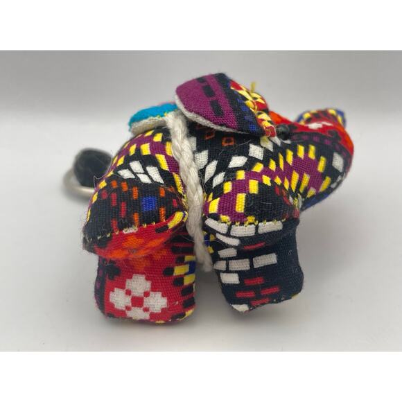Handcrafted Elephant Plush Key Chain 2.5'Tall Multicolor - Picture 3 of 5